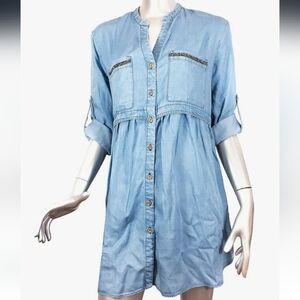 Woman's ZaraVestito jean Shirt dress button down  size M